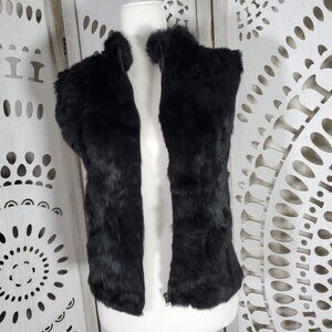 Sisters, Real Rabbit Fur and Wool Blend Black Vest Womens Larger Classic Y2K